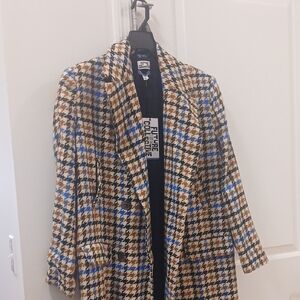 KBB Future Collective X TARGET Women's Houndstooth Coat - Blue and Tan